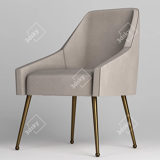 Elegant Milan Chair with Metal Legs 3D model image 1