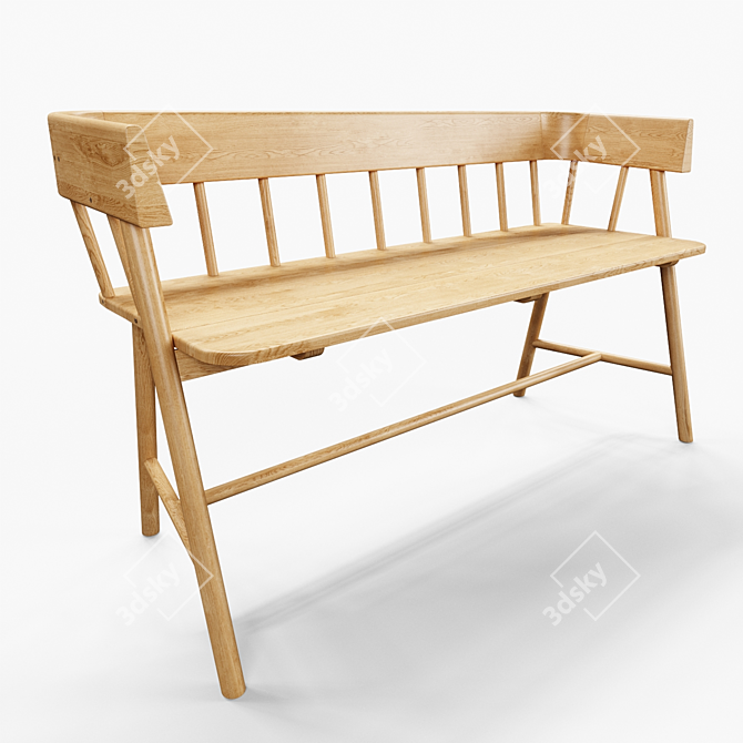 HKLiving Teak Wood Garden Bench 3D model image 1