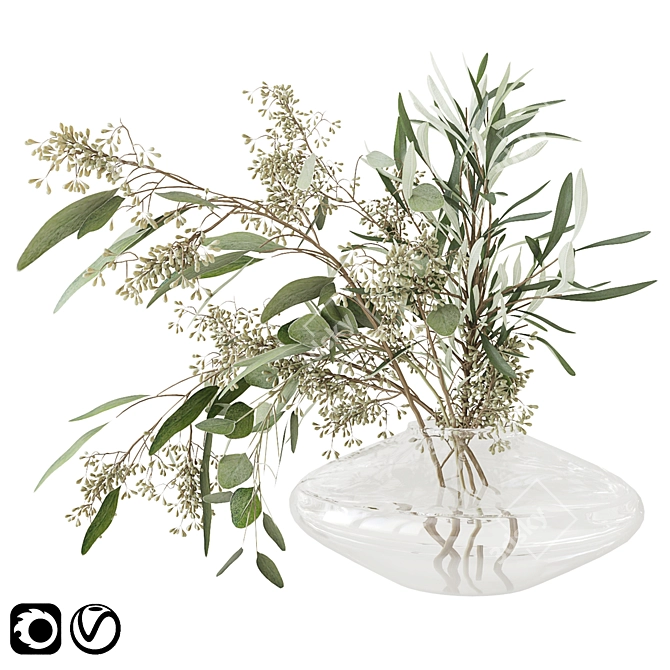 Fresh Green Eucalyptus Bouquet 3D model image 1