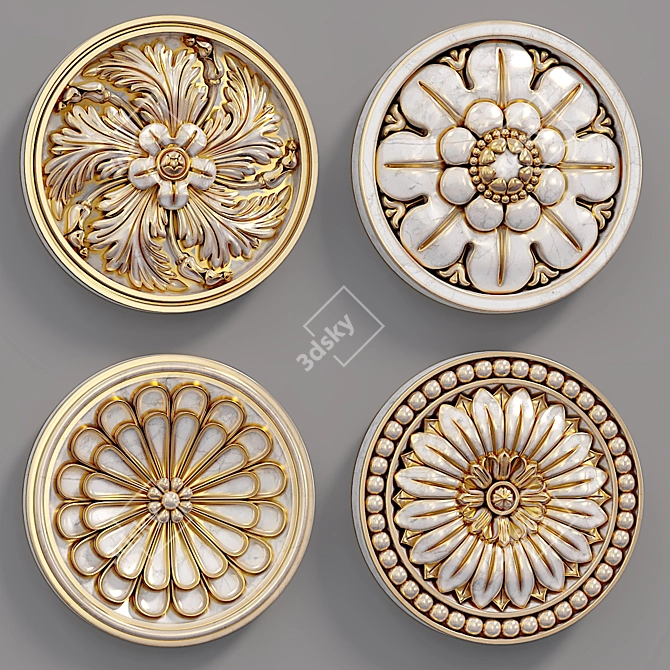 Elegant Wall Rosettes Set 3D model image 4