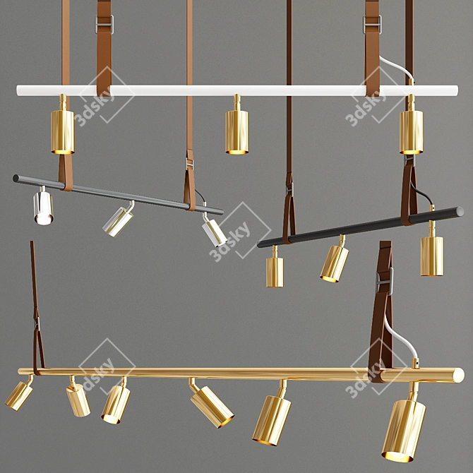 Streamlined Brass Pendant Lighting 3D model image 2