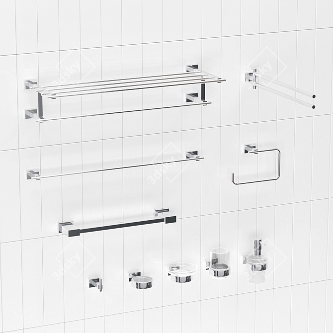 Sleek Grohe Cube Bathroom Set 3D model image 2