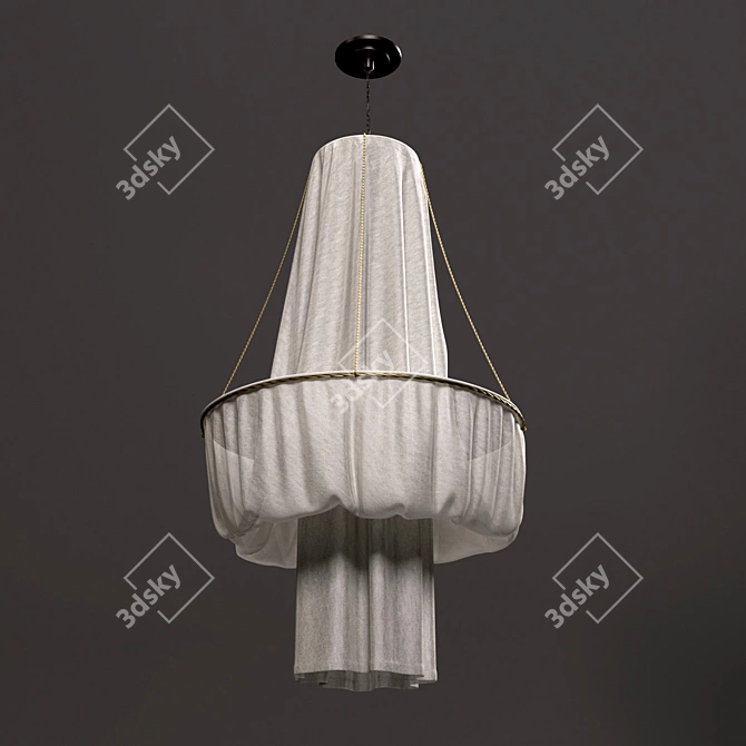 Golden Wire Fabric Chandelier 3D model image 1