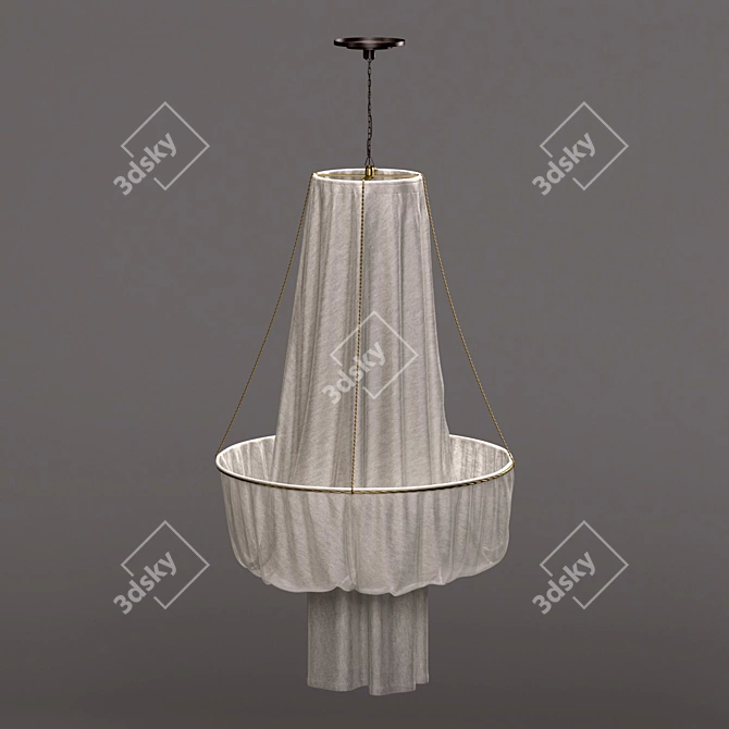 Golden Wire Fabric Chandelier 3D model image 2