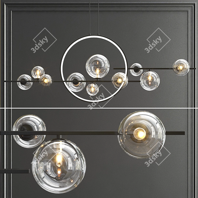 Modern Iona Linear Chandelier: Elegant Lighting Solution 3D model image 1
