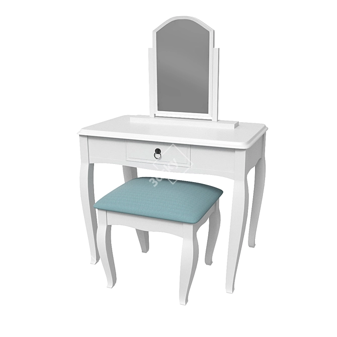 Vintage White Painted Drawers 3D model image 3