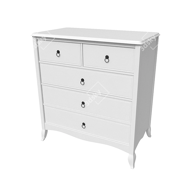 Vintage White Painted Drawers 3D model image 4