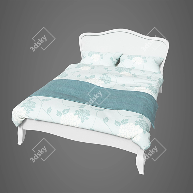 Vintage White Painted Bed 3D model image 1