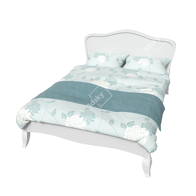 Vintage White Painted Bed 3D model image 2