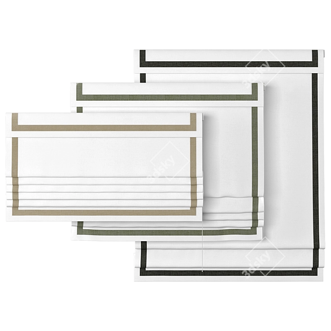 Luxe Roman Curtains with Faux Linen 3D model image 2
