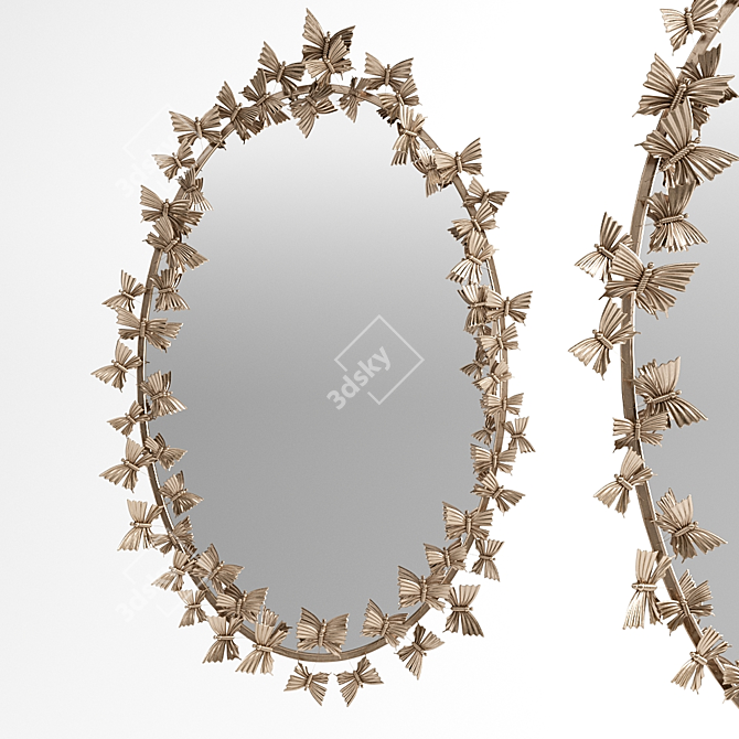 Elegant Gold Oval Mirror - Jaspershome 3D model image 1