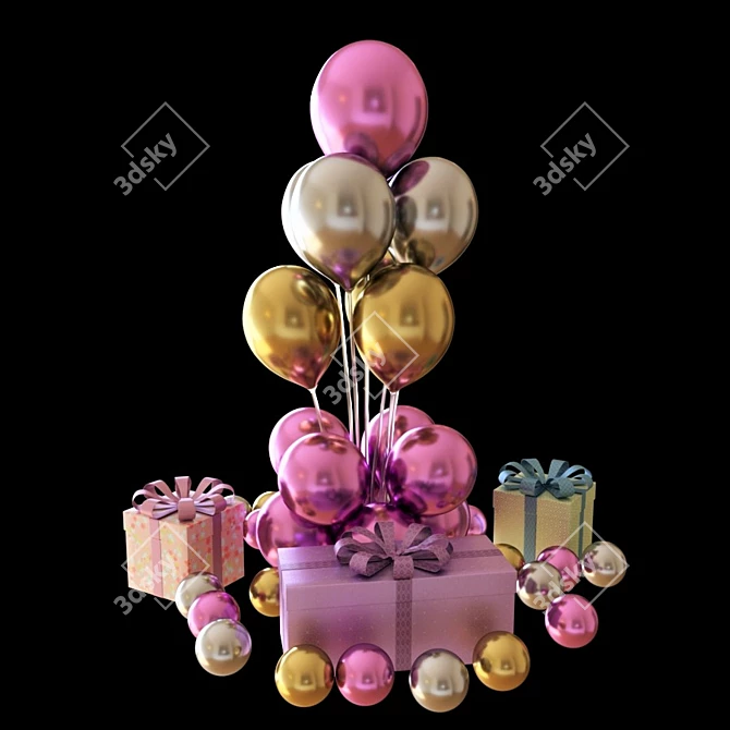 Gift Balloon Bouquet 3D model image 1