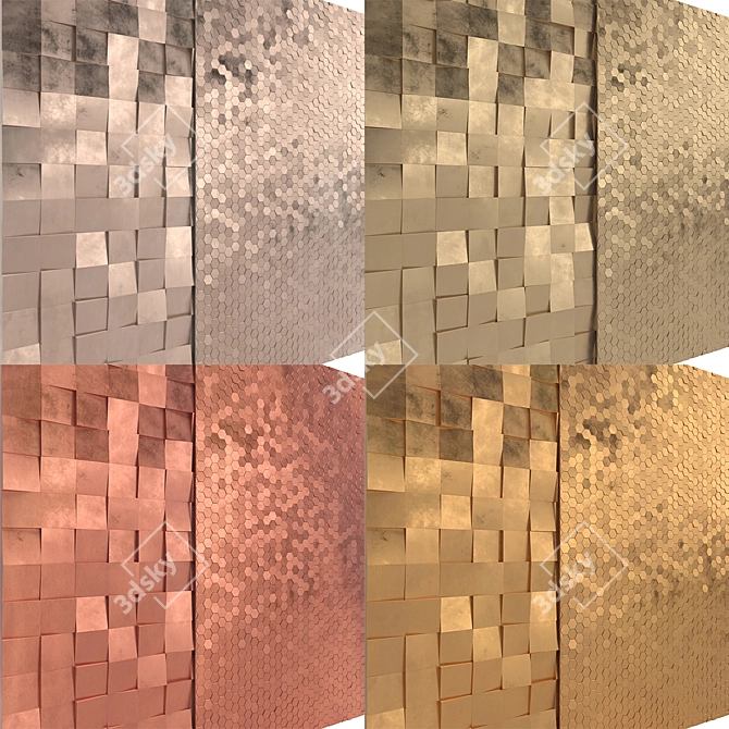 Palladium Brass Copper Gold 3D Wall Tiles 3D model image 5