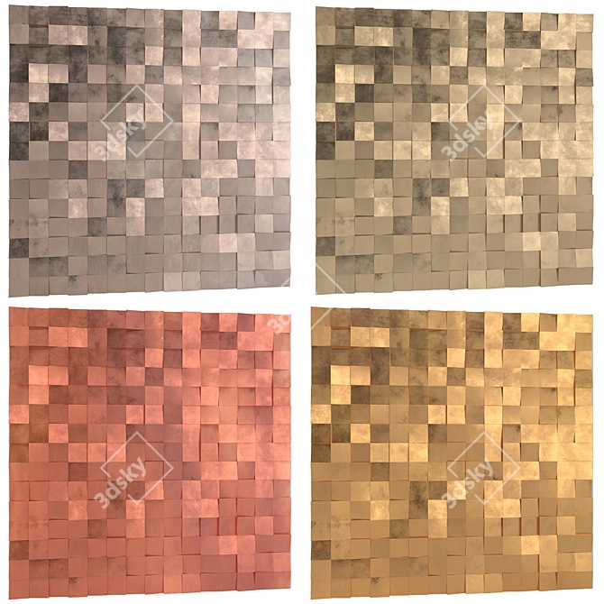 Palladium Brass Copper Gold 3D Wall Tiles 3D model image 6