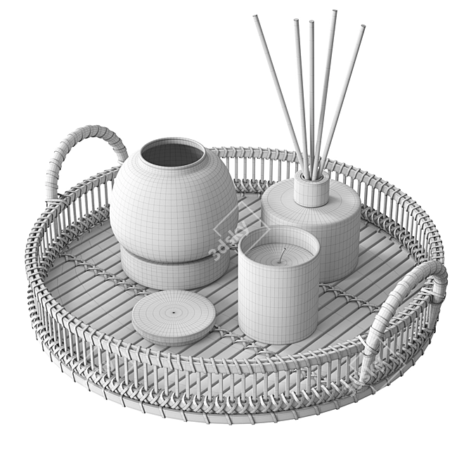 Rattan Tray | Handcrafted Natural Design 3D model image 4