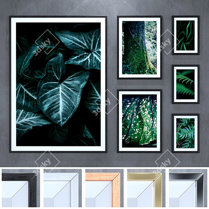 Modern Green Frames Collection: 6 Paintings, 5 Frame Options 3D model image 1