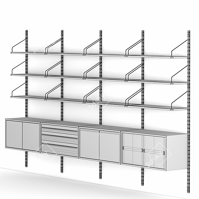 Sophisticated Modular Walnut System 3D model image 3