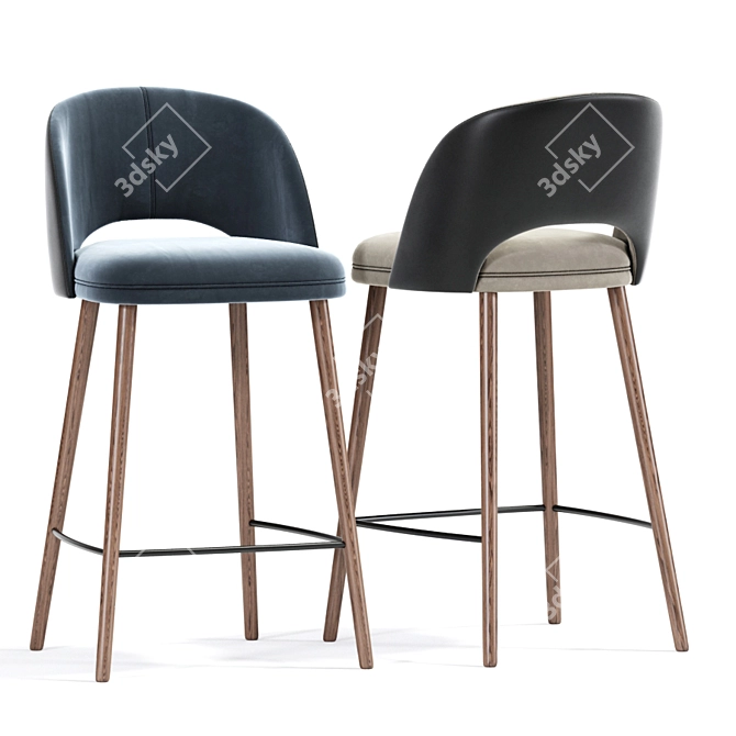 Retro Chic Barrel Bar Stool 3D model image 2