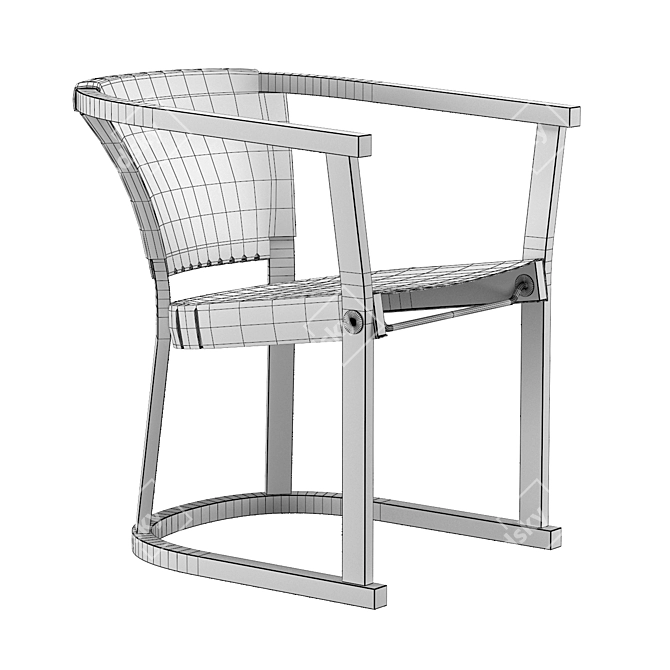 Vintage Loft Chair T13: Stylish Wood & Leather Design 3D model image 5