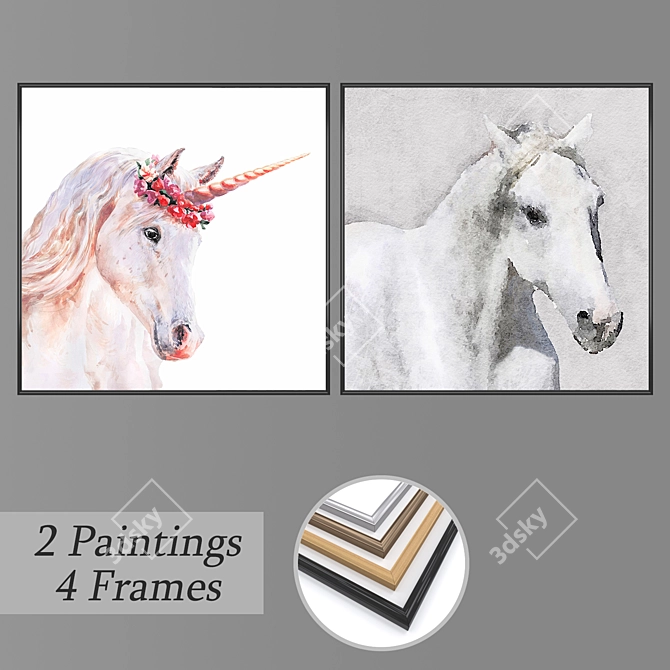 Abstract Wall Art Set with Multiple Frames 3D model image 1