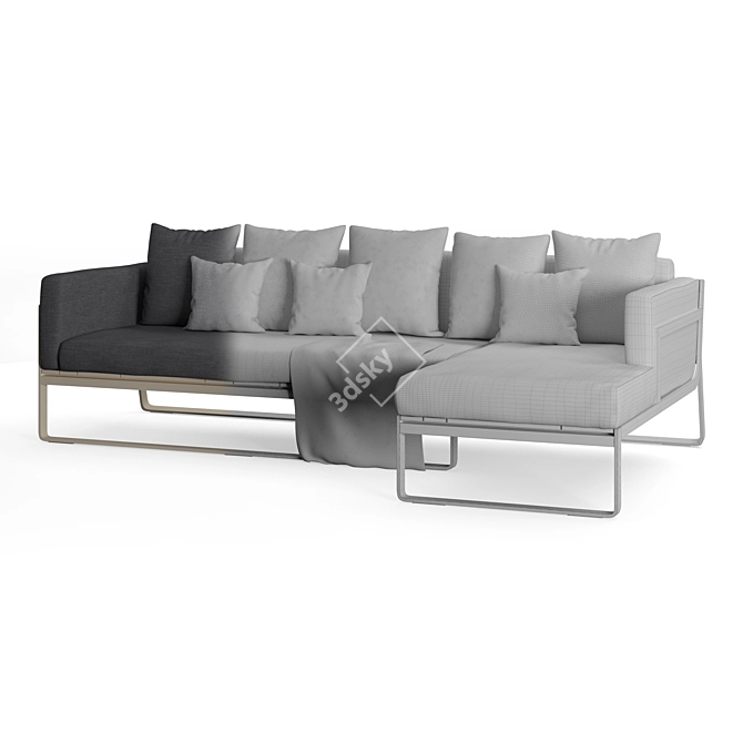 Gandia Blasco Flat Sofa: Elegant Bronze Frame & Versatile Modular Design 3D model image 2