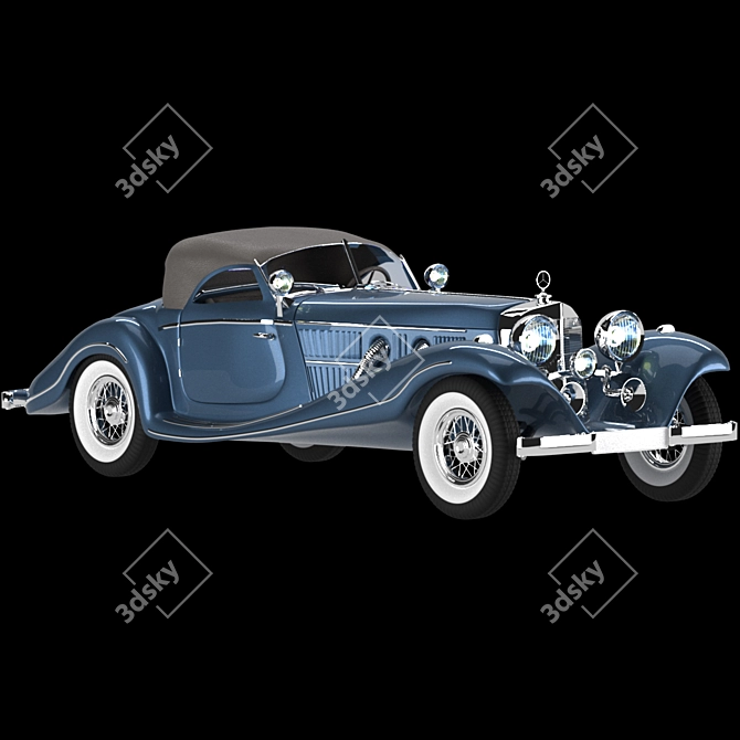 Classic Mersedes 540k Blueprint 3D model image 5