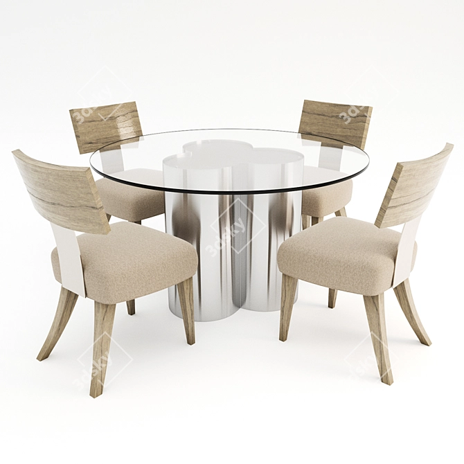 Modern Dining Table and Chairs Set 3D model image 1