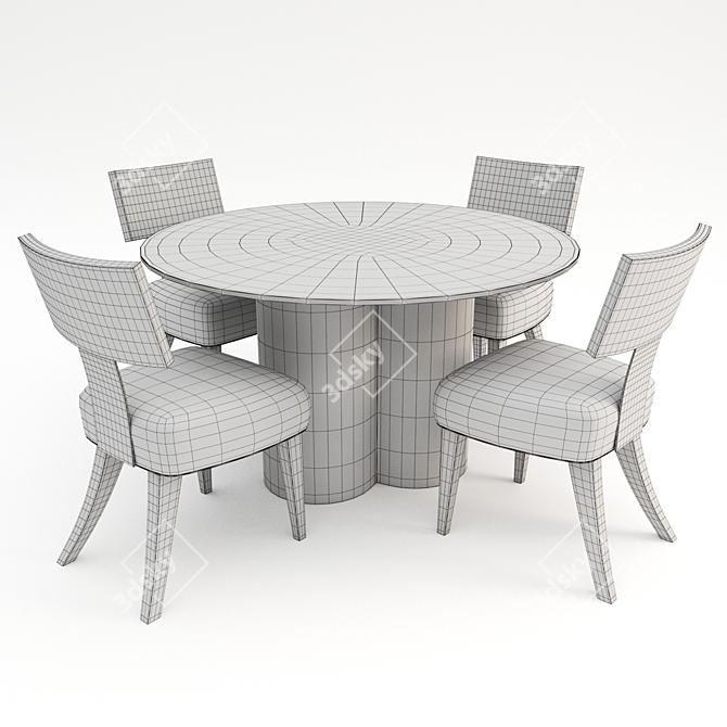 Modern Dining Table and Chairs Set 3D model image 3