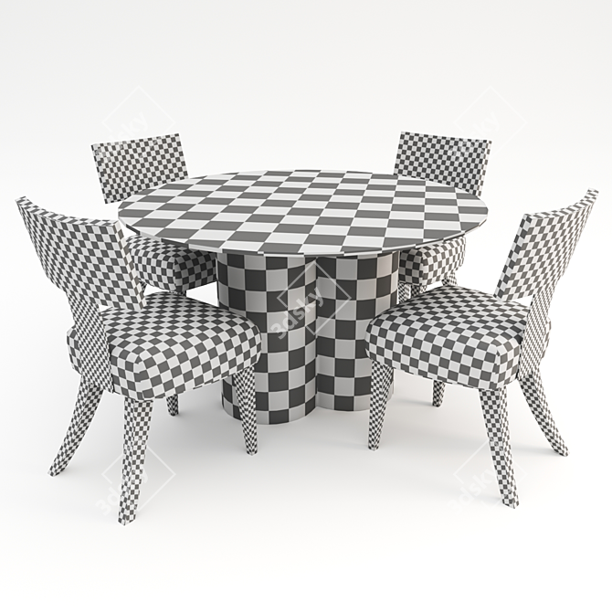 Modern Dining Table and Chairs Set 3D model image 4