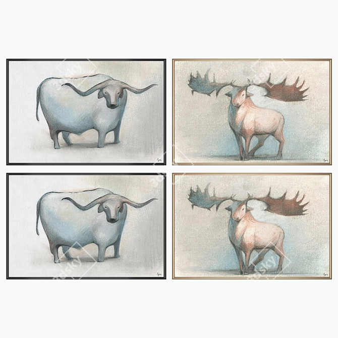 Elegant Wall Art Set 3D model image 2