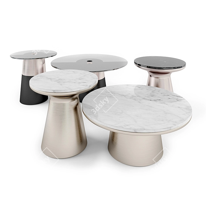 Elegant Marble Rose Gold Metal Table 3D model image 1