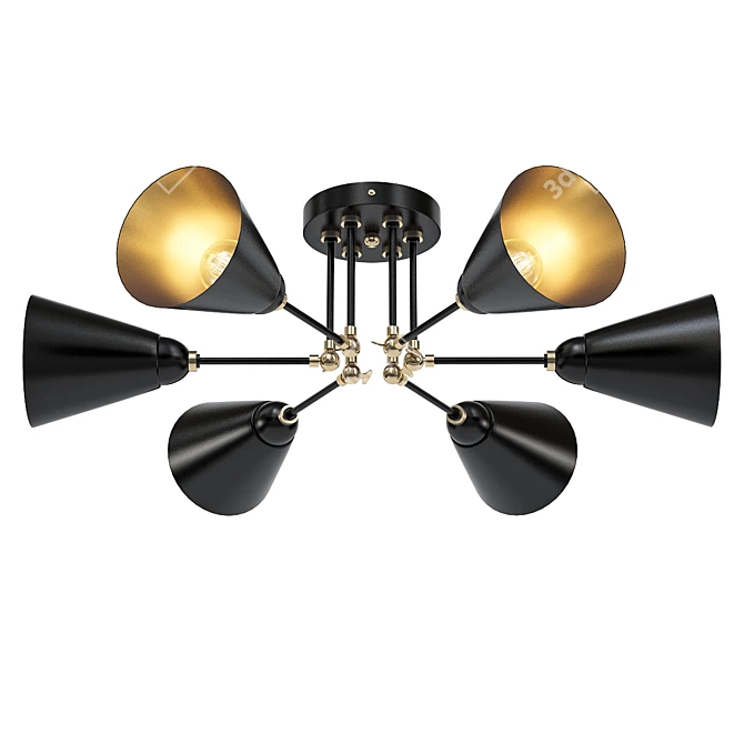 Modern Black and Gold Ceiling Light 3D model image 1