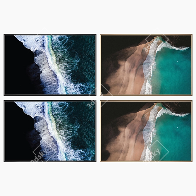 Modern Art Wall Paintings Set 3D model image 2