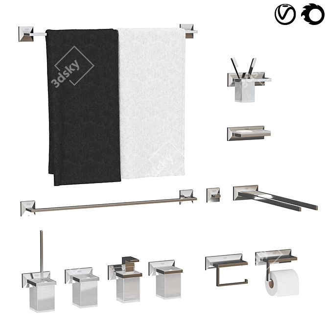 Allure Brilliant Collection: Stylish Bathroom Set 3D model image 3