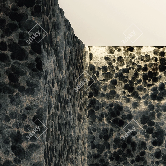 Black Volcanic Rock PBR VRAY 3D model image 3
