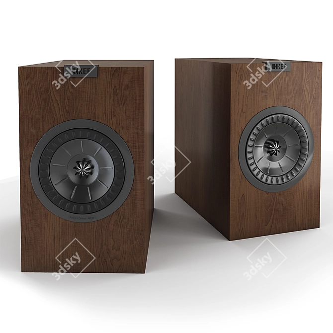 KEF Q350: Premium Walnut Bookshelf Speakers 3D model image 1