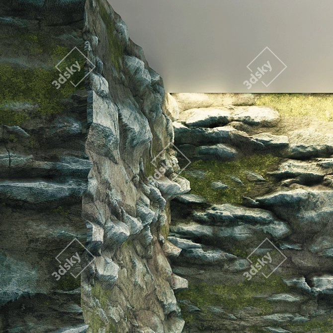 Damaged Cliff Rocks VRAY Material 3D model image 3