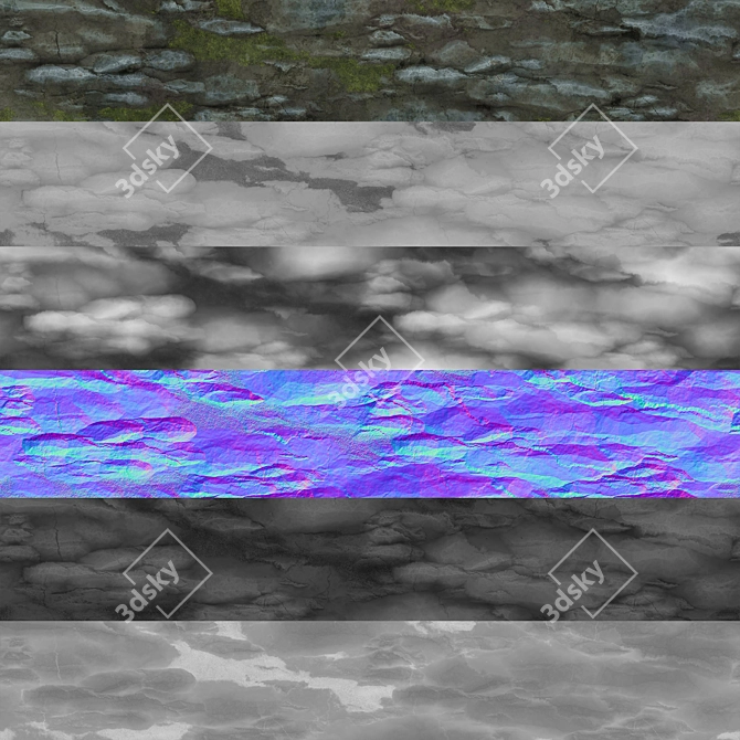 Damaged Cliff Rocks VRAY Material 3D model image 5