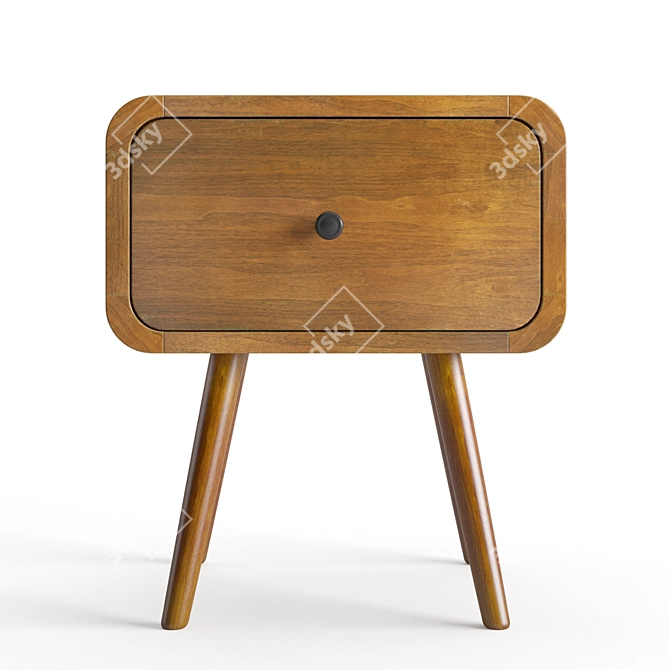 Scandinavian Teak Nightstand: 50x40x58 cm 3D model image 5