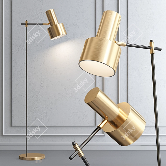 Margarita Brass Floor Lamp: Sleek Minimalist Design 3D model image 1