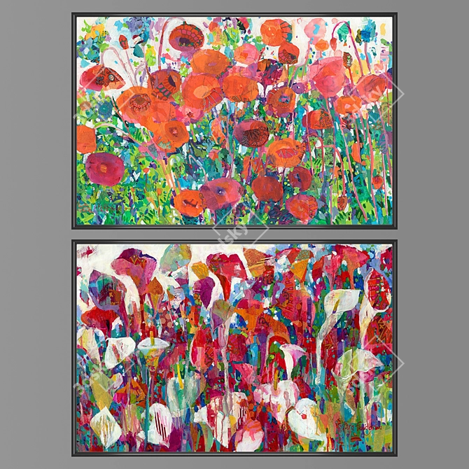 Modern Wall Art Set with Multiple Frame Options 3D model image 1