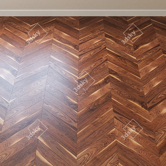 Classic Walnut Chevron Parquet 3D model image 3