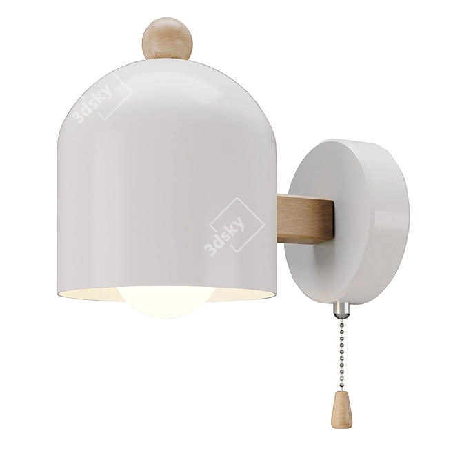 Modern Metal and Wood Pendant Lamp 3D model image 1