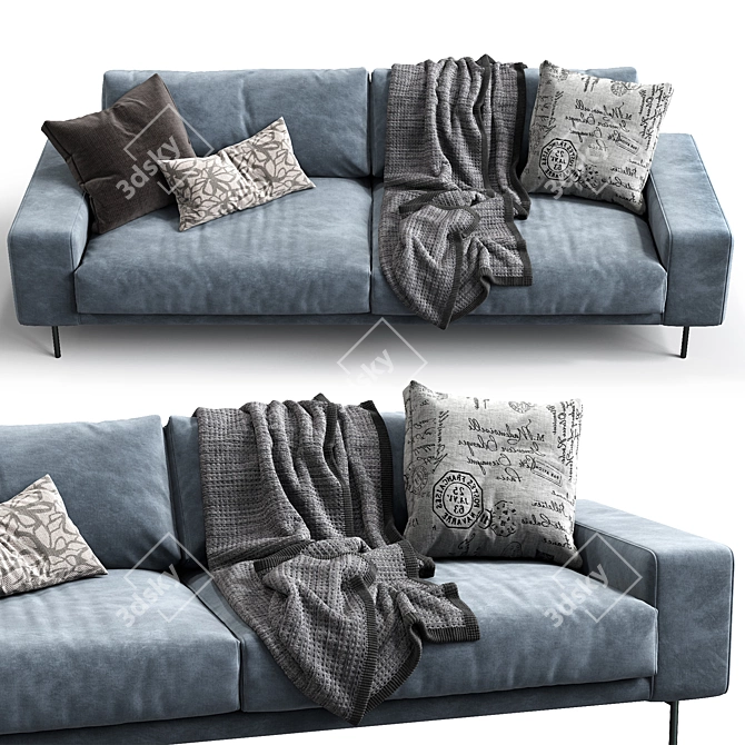 Modern Triple Sofa by B&T Design 3D model image 5