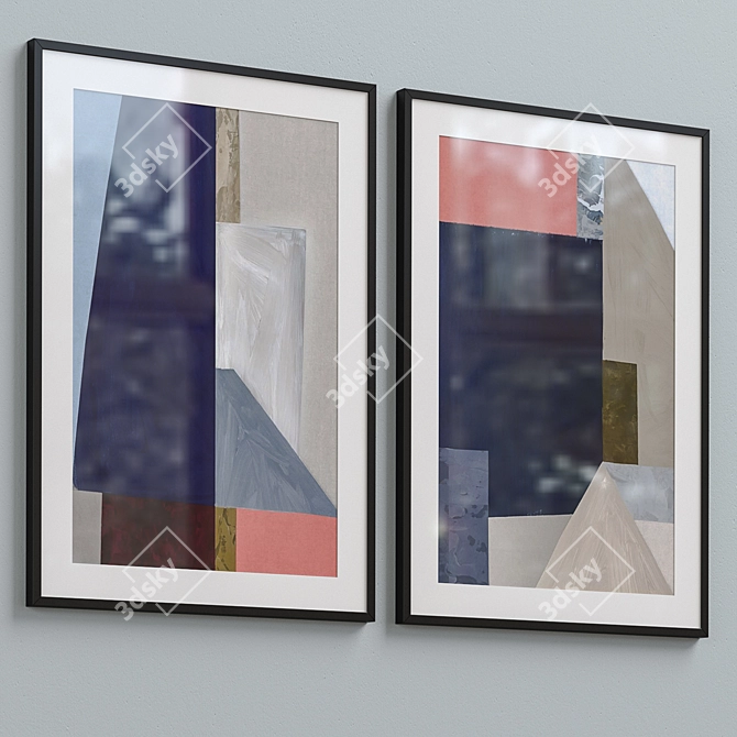 Modern Abstract Framed Print Set 3D model image 3