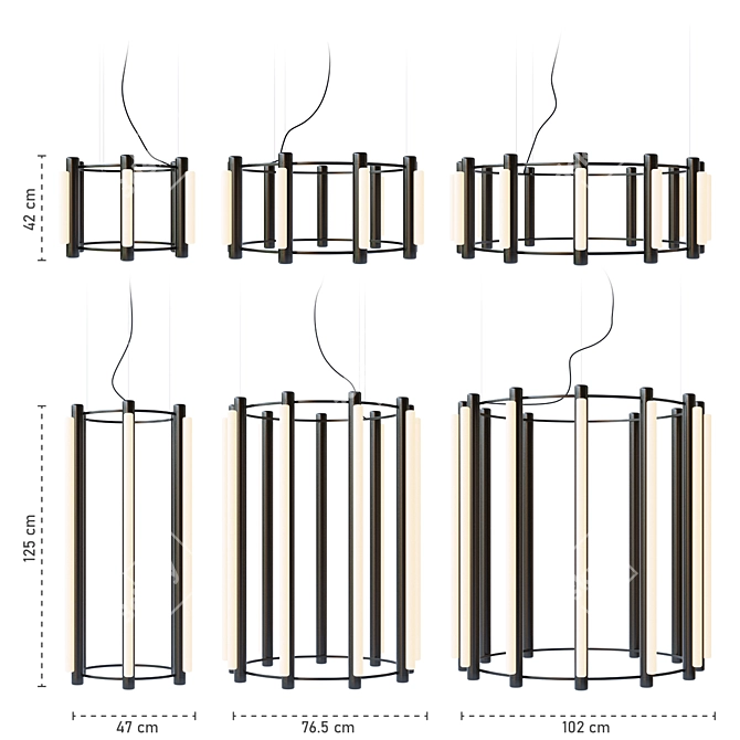 Modern Pipeline Chandelier: Elegant Illumination 3D model image 2