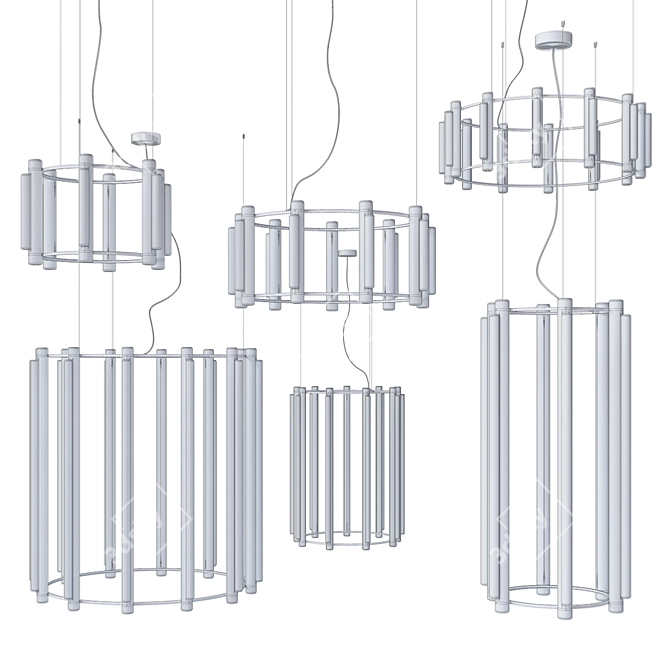 Modern Pipeline Chandelier: Elegant Illumination 3D model image 5