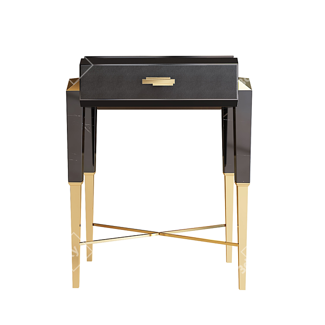 Sleek Brass and Marble Side Table 3D model image 2