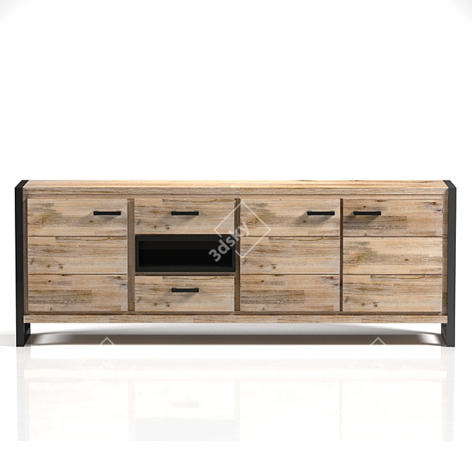 Zara Natural Wood Buffet - 3 Doors, 2 Drawers 3D model image 3