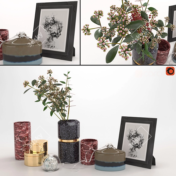 Elegant Highpoly Decor Set 3D model image 1